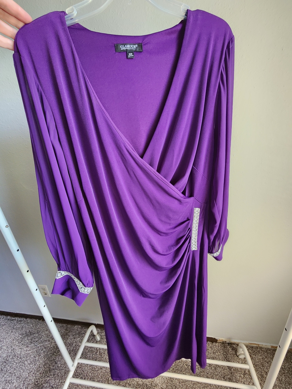 Glamour Purple Surplice Draped Dress